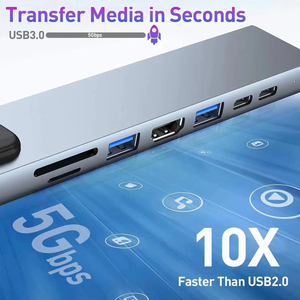 笔记本电脑扩展坞电脑配件多功能8合1 Usb c型集线器适配器 - Product Image 5