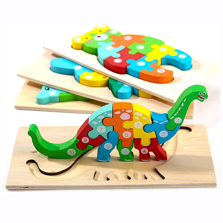 Quebra-cabeças colorido montessori, equipamento pré-escolar para quebra-cabeças, material de madeira, montessori usado na china para crianças pequenas