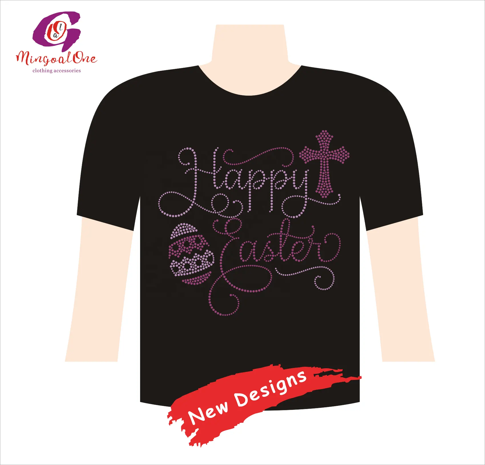 Vendita calda trasferimento di calore con strass per giorno di Pasqua con Logo di Happy Easter Egg lucido personalizzato trasferimento di strass per maglietta