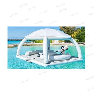 Round Inflatable Water Hammock Floating Platform Swimming Pool Mat With <strong>Mesh</strong> Dog <strong>Ramp</strong> - Product Image 5