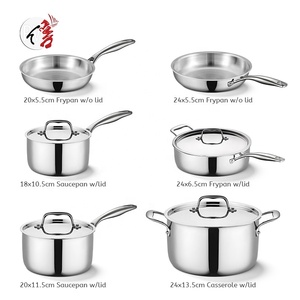 Chất lượng cao 10 cái cấp thực phẩm nhà bếp nấu ăn chậu và chảo Set tri-ply thép không gỉ <span class=keywords><strong>Cookware</strong></span> <span class=keywords><strong>sets</strong></span> - Product Image 2