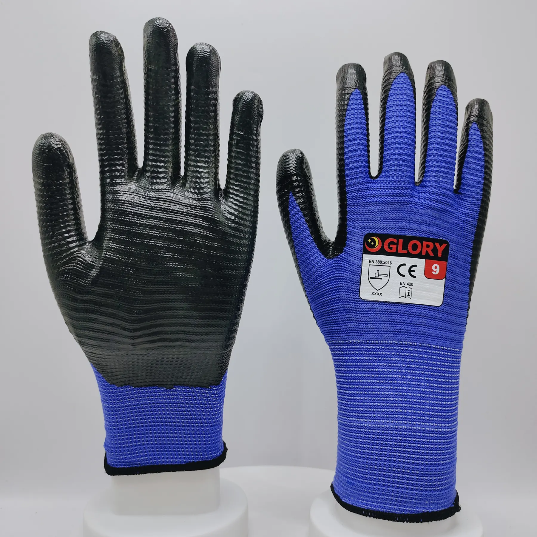 U3 zebra nitril kaplı çalışma eldivenleri ağır iş yağ direnci eldiven için endüstriyel koruyucu eldiven
