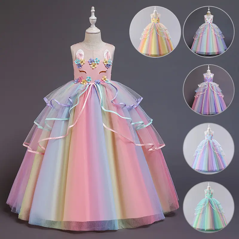 Robe de princesse de haute qualité robes de petite fille pour filles enfants Halloween fête cosplay costume en gros robe de licorne