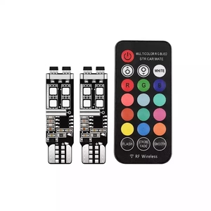 ไฟ LED สำหรับรถยนต์ T10สี RGB 3535 10smd พร้อมรีโมทควบคุมการระเบิดกระพริบโคมไฟกว้าง DRL - Product Image 2