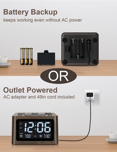 Wooden Dual Alarm Clock and White Noise Machine 6 Wake up Sounds 12 Soothing Sounds for Sleeping Auto-Off <strong>Timer</strong> - Product Image 6