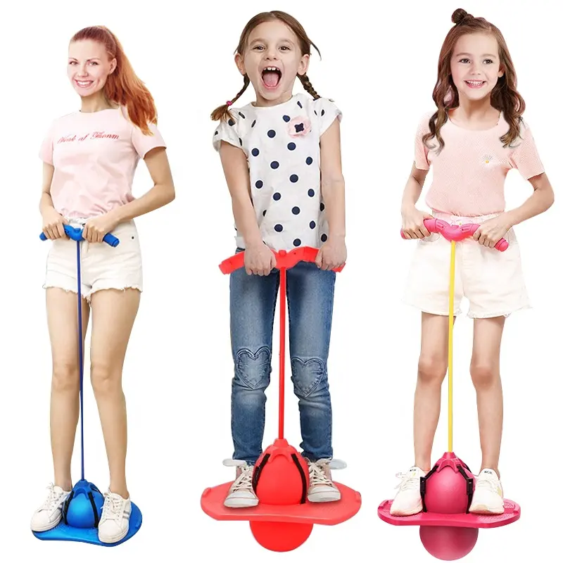 Bola pantul gym, dengan pegangan dan pompa Platform keseimbangan bola Pogo lompat untuk anak-anak bermain olahraga kompetisi latihan mainan