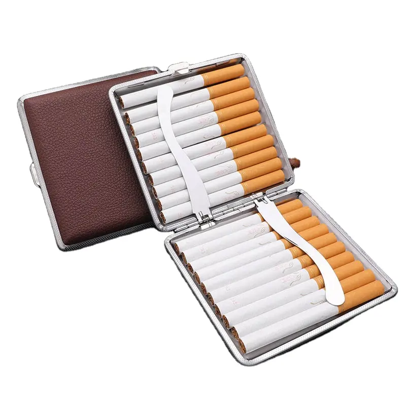 Metal Leather Cigarette Case Creative 20 Packs Band Gift Box Moisture-Proof Anti-Pressure Cigarette Case