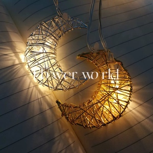 Gold Silver LED Fairy <span class=keywords><strong>String</strong></span> Lights Plastic Decoração para casa para Eid Mubarak Ramadan Feito na forma de uma lua