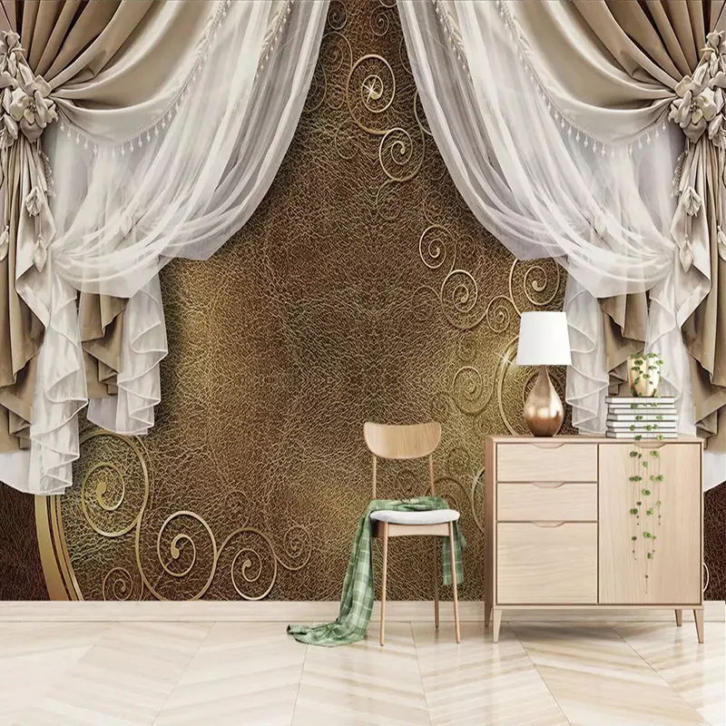 مخصص جدارية خلفية 3D النمط الأوروبي الدانتيل الستار الحديثة الإبداعية تصميم طلاء جدران غرفة المعيشة غرفة نوم الفن خلفية 3D