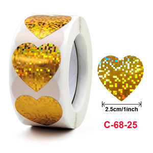 Etiquetas de 12 cores, 500 unidades, adesivos autoadesivos com <span class=keywords><strong>c</strong></span>ódigo de cores em forma de coração, selo holográfico para envelopes de presente de casamento