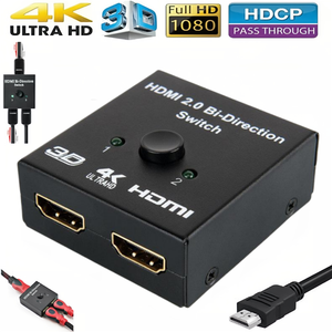 4K 60HZ Bi Direction HDMI 2,0 Bi-Direction Switch 2x1 1x2 Bidireccional HDMI Switcher Splitter 2 en 1 Out Converter HDCP 3D