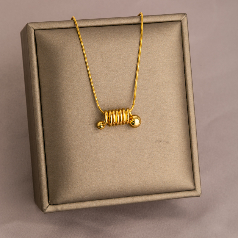 Gold spring titanium steel necklace