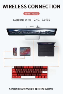 Venta al por mayor RGB HW61 USB C-type Gaming Teclado mecánico mini estilo con función de retroiluminación interruptor inalámbrico - Product Image 3