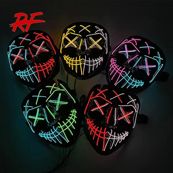 Máscara de purga LED personalizada para fiesta, mascarilla de cara completa que brilla con luz LED, para club nocturno, halloween