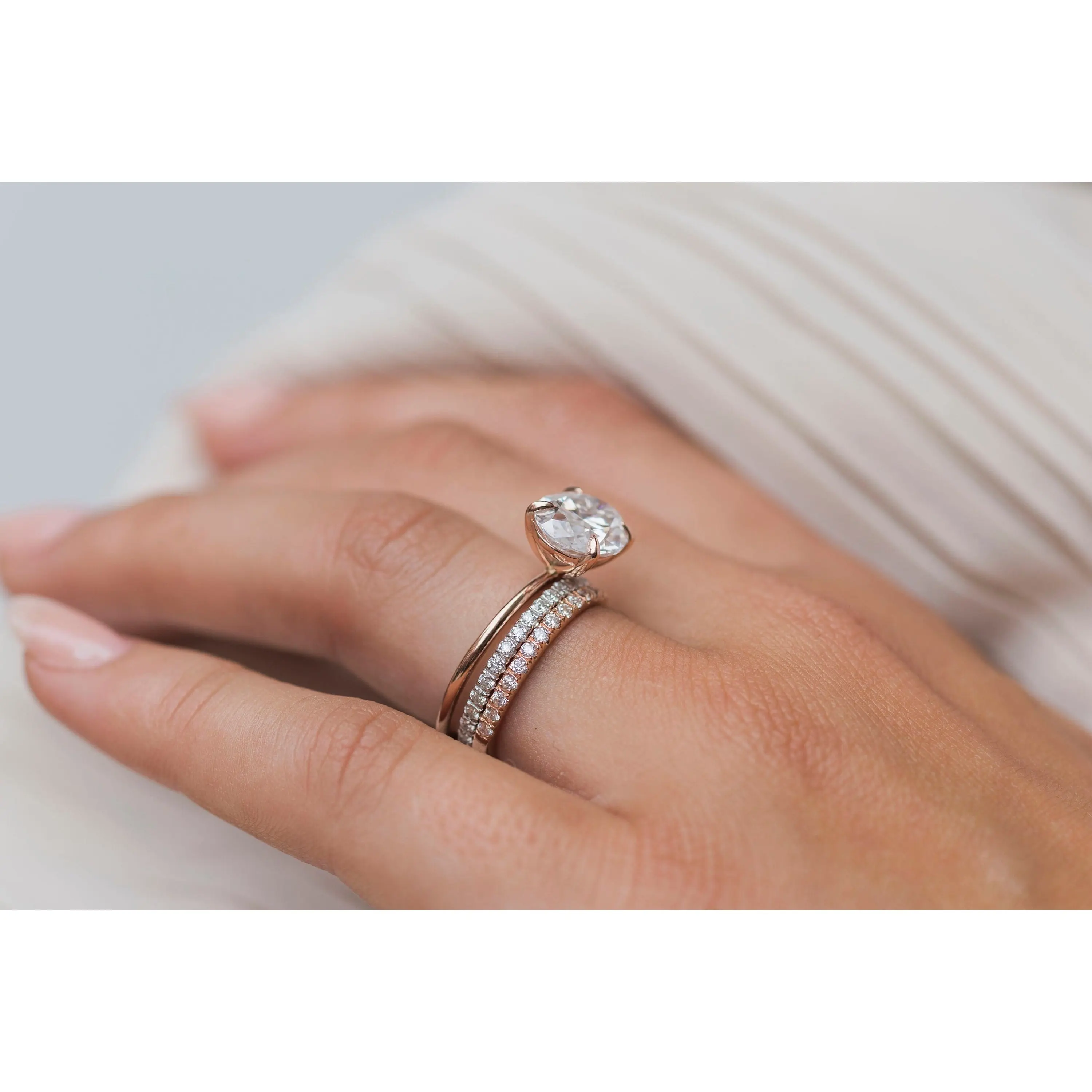 Hailer 보석 실험실 성장 타원형 다이아몬드 18k 솔리드 골드 보석 반지 도매 가격