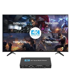 4K HDTV 4X1 Multi-Viewer Switcher Real Time Quad Screen Seamless for HD Switcher with Remote Audio &amp; Video Accessory - Product Image 2