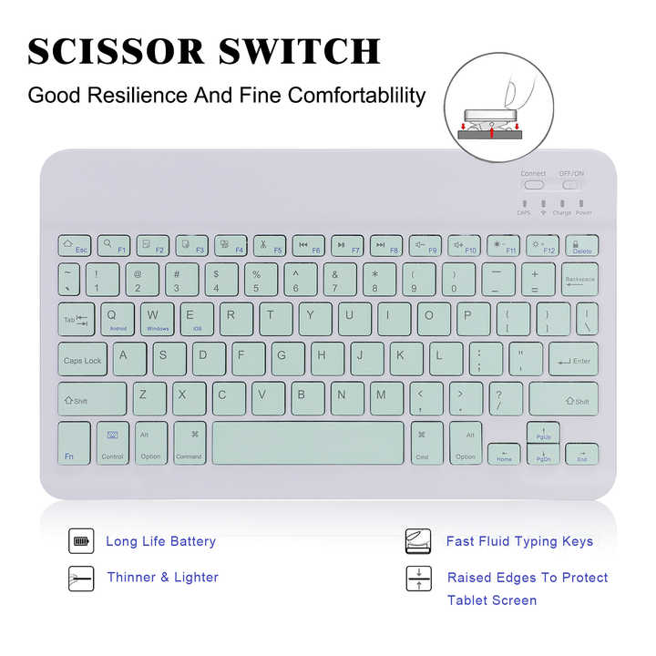 Spanish Arabic Languages Rechargeable Tablet Cover With Pen Slot Wireless Bluetooth iPad Keyboard Case Air 10.9