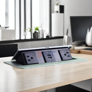 ที่ชาร์จ USB แบบคู่และ5A รางไฟอลูมิเนียม IP44ช่องเสียบบนโต๊ะพร้อมเต้ารับบนโต๊ะเต้าเสียบปลั๊กไฟแบบ US คู่ - Product Image 3