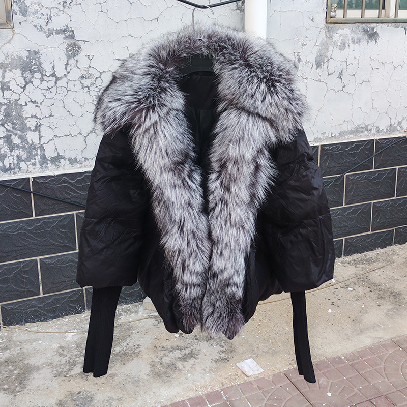 Black+Silver fox fur collar