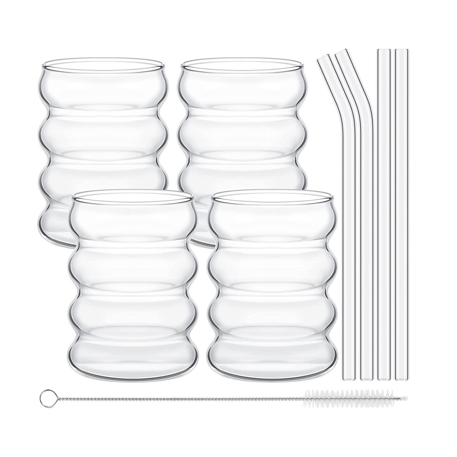 Pearl cotton sleeve, 4 cups, 4 straws, 1 brush