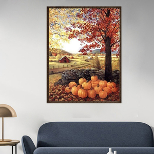 DIY马赛克钻石画十字绣套装秋季南瓜5d钻石画帆布树图案 - Product Image 2