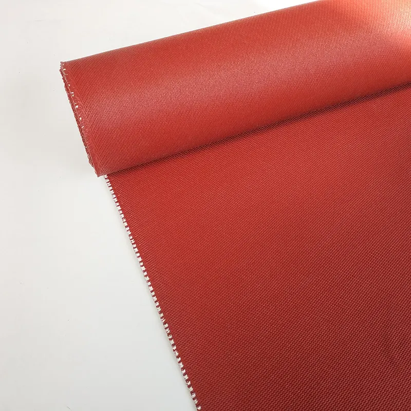 Tela de fibra de vidrio recubierta de silicona texturizada de alta temperatura de doble cara roja de 0,25mm