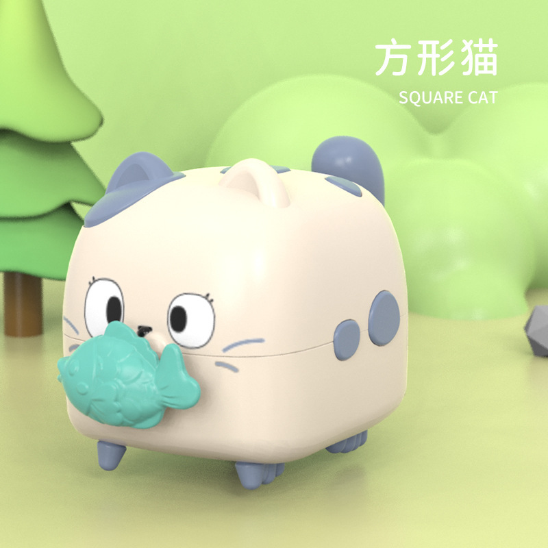 188177 Animales Geométricos con Cordón - Gato Cuadrado