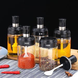 250ml Glass <strong>Spice</strong> <strong>Jars</strong> with Spoon Seasoning Storage Container Glass Cookware <strong>Spice</strong> <strong>Jar</strong> with Plastic Lid - Product Image 4