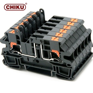 工場価格4mm2 Din設置プッシュインサイドエントリー1入力2出力接地端子台難燃性V0 - Product Image 5