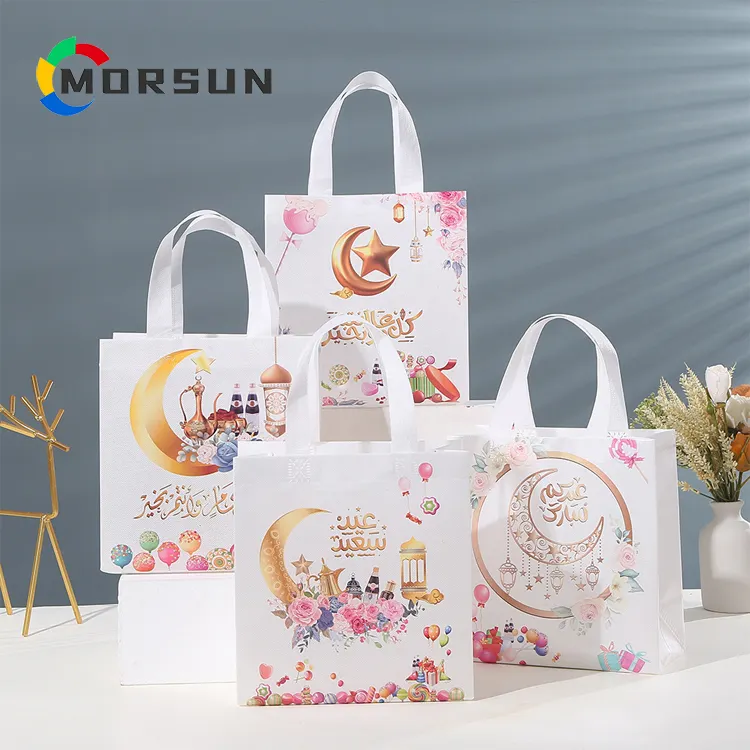 MorSunEIDムバラク不織布バッグキャンディーパッケージイスラム教徒のイスラム祭パーティーDIY装飾用品2023