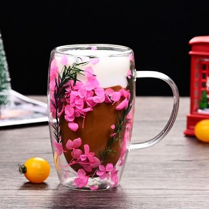 450ml Creative Flower Plant Double-layer Glass <strong>Cup</strong> with Handle Coffee <strong>Cup</strong> - Product Image 4