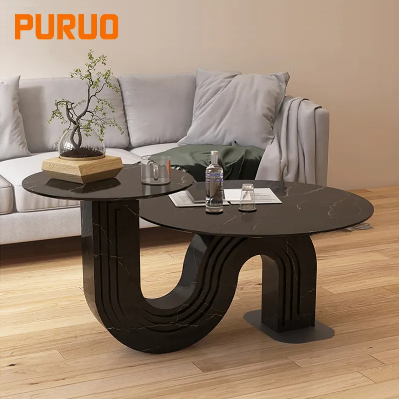 PURUO FURNITURE design moderno minimalista soggiorno divani tavolo centrale tavolino rotondo set tavolino da caffè con piano in marmo bianco