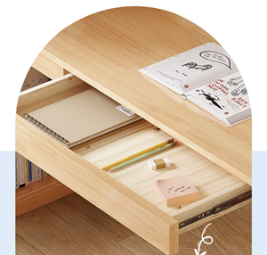 Mesa de aprendizaje sencilla para el hogar, mesa de madera maciza para juegos, escritorio doble para tres personas, librería, escritorio de escritura integrado - Product Image 4