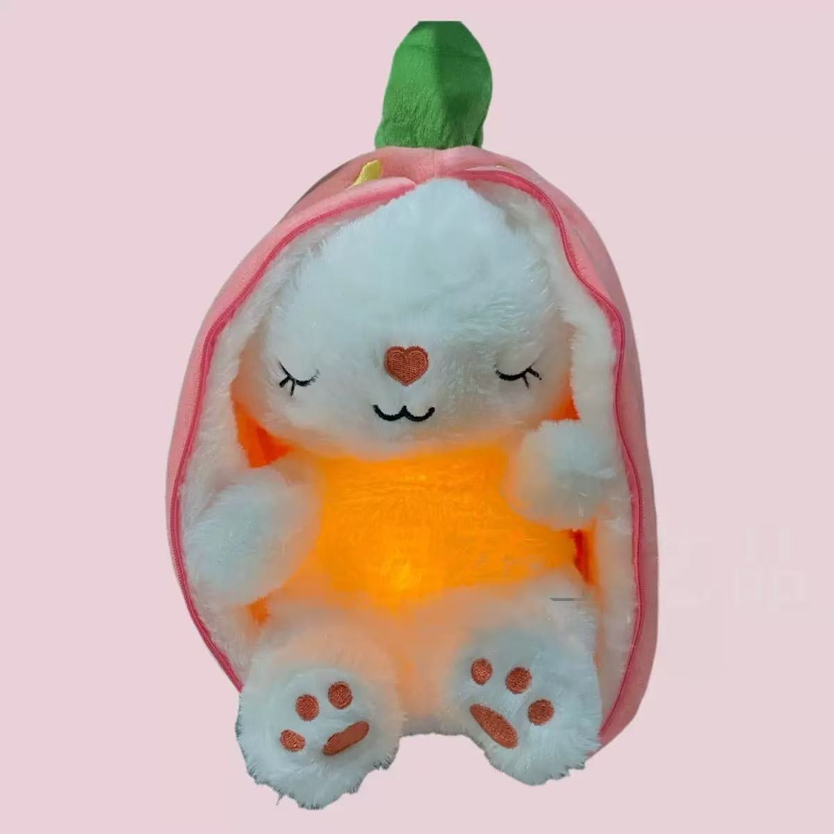 Coniglio fragola con occhi chiusi e respiro - 28 cm