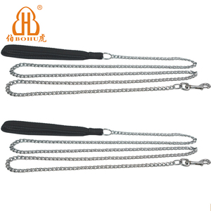 BOHU Dog Leash Set with Cuban <strong>Chains</strong> Gold Stainless Steel and Iron <strong>Welded</strong> <strong>Chain</strong> Structure Zinc Finish - Product Image 2