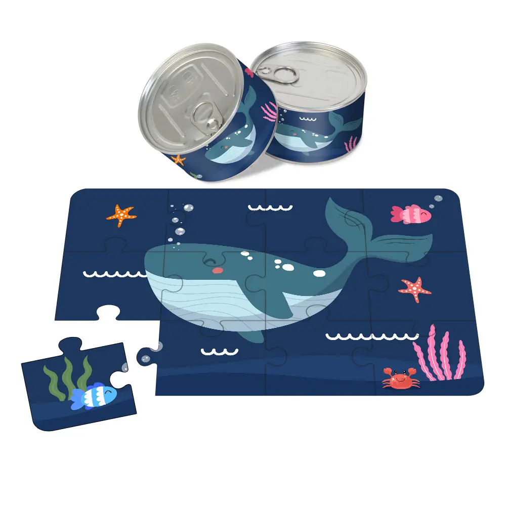 Top Trending Product 2024 Blue Whale 12 Piece Jigsaw Puzzle Baby Shower Invitations Giveaways