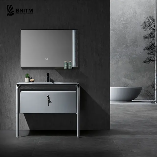 BNITM High Quality 36-Inch Antique LED Touch Bathroom Vanity Sink Steel Mirror Cabinet Wash Basin Wholesale Sink