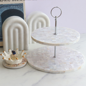 Zarif 3 iters mermer kek standı Abalone kabuk ve inci Inlaying düğün kek standı annesi - Product Image 4