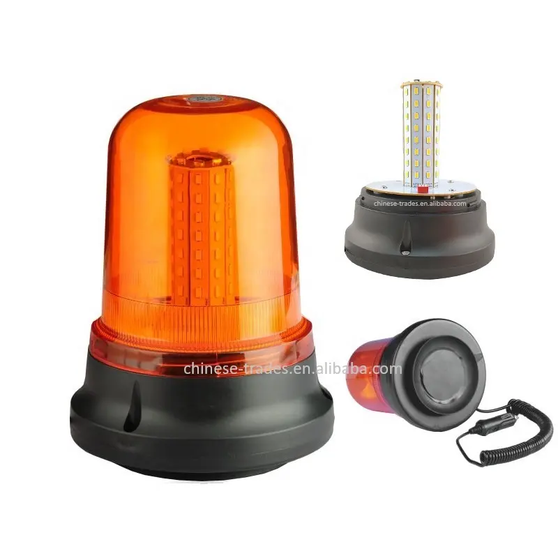 공장 가격 LED 경고 비콘 (12-48VDC) 앰버 80 LED 회전 경고등 비상 차량 지붕 스트로브 램프 IP6