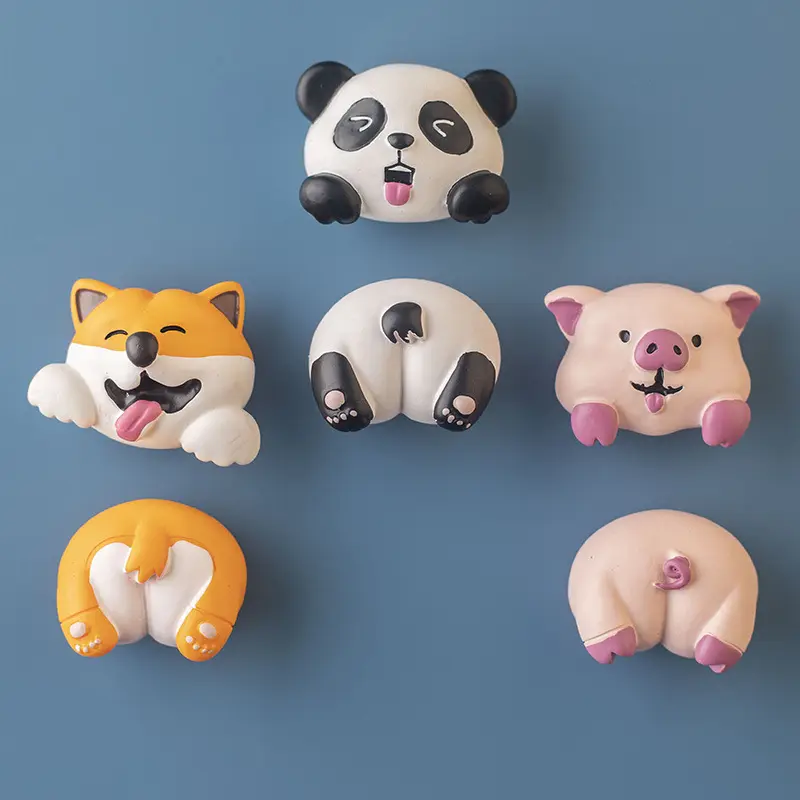 Tablero divertido Regalos Animales 3D Resina Fuerte Decoraciones lindas Panda cerdo Shiba Inu Imanes de nevera