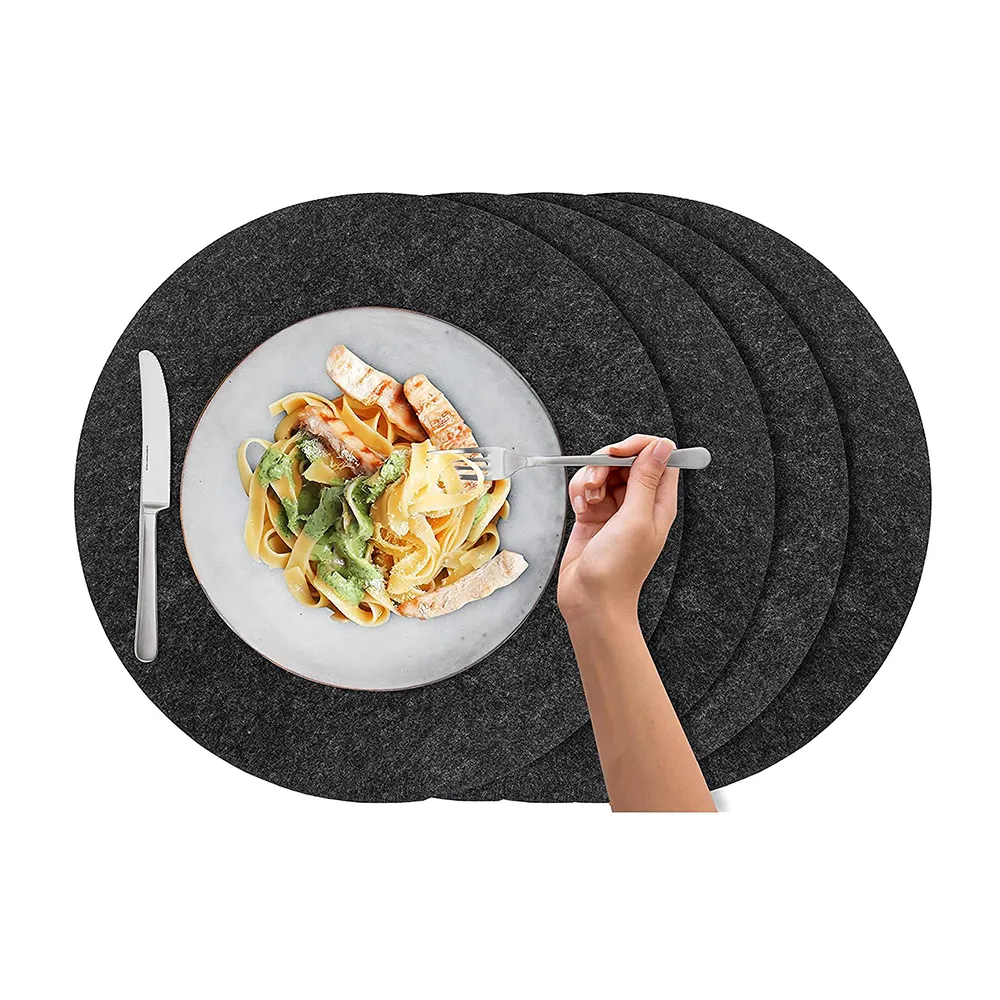 Nuove tovagliette in feltro nero rotonde grandi tovagliette per bevande assorbenti proteggere tavolo da cucina da graffi e tracce di cibo
