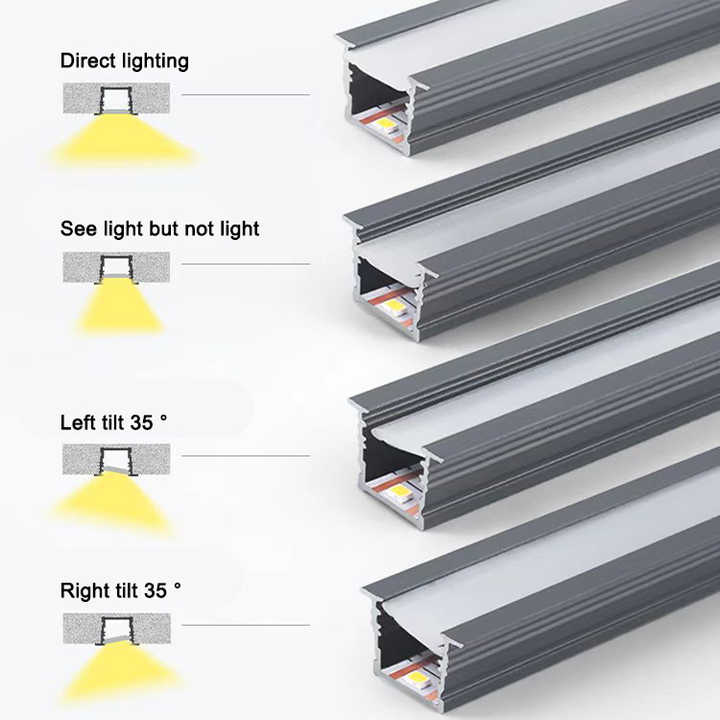 תאורת LED ליניארית משובצת בסגסוגת אלומיניום חריץ קו כרטיס אור חשוף ונסתר פס אור ליניארי VOC