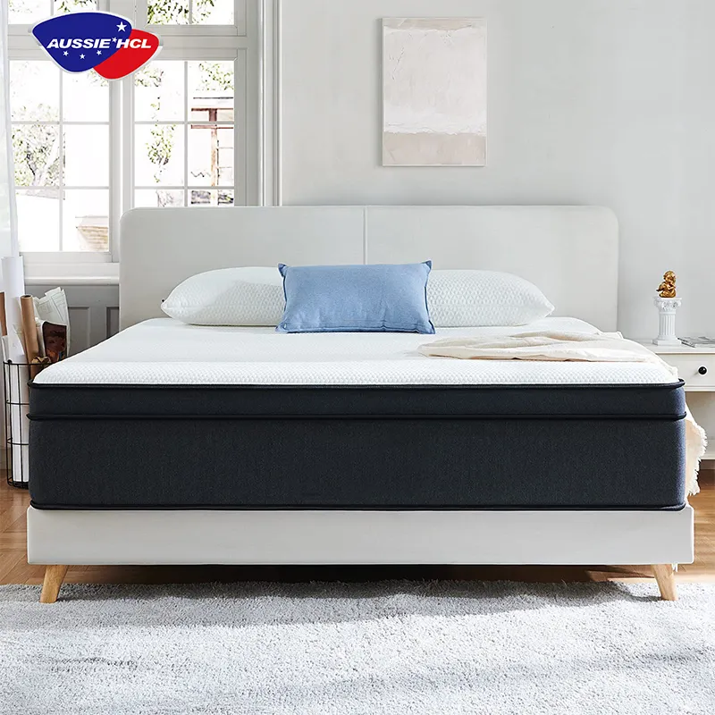 Matelas en mousse haute densité colchones de qualité supérieure en boîte hybride mousse à mémoire de forme moyenne ferme latex matelas à ressorts pour hôtel à 5 zones de poche