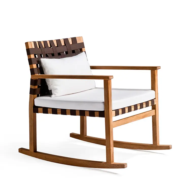 Современная садовая мебель из тикового дерева для патио, уличное кресло-качалка