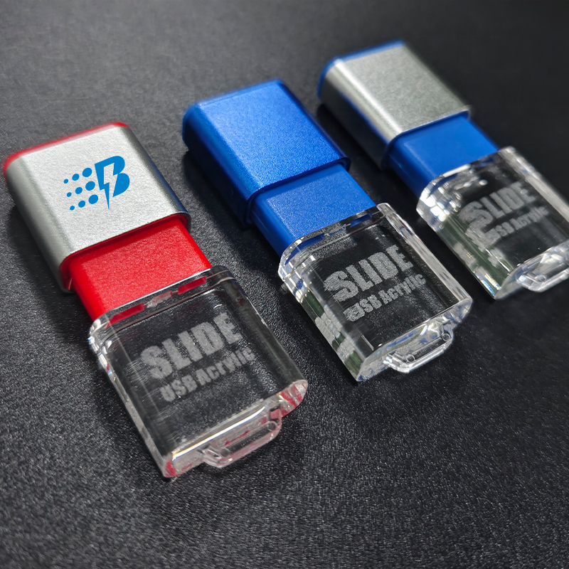 Acrílico Usb con luz LED Pen Drive 16GB 32GB 64GB Metal USB Flash Memory Venta al por mayor USB Stick para regalo promocional