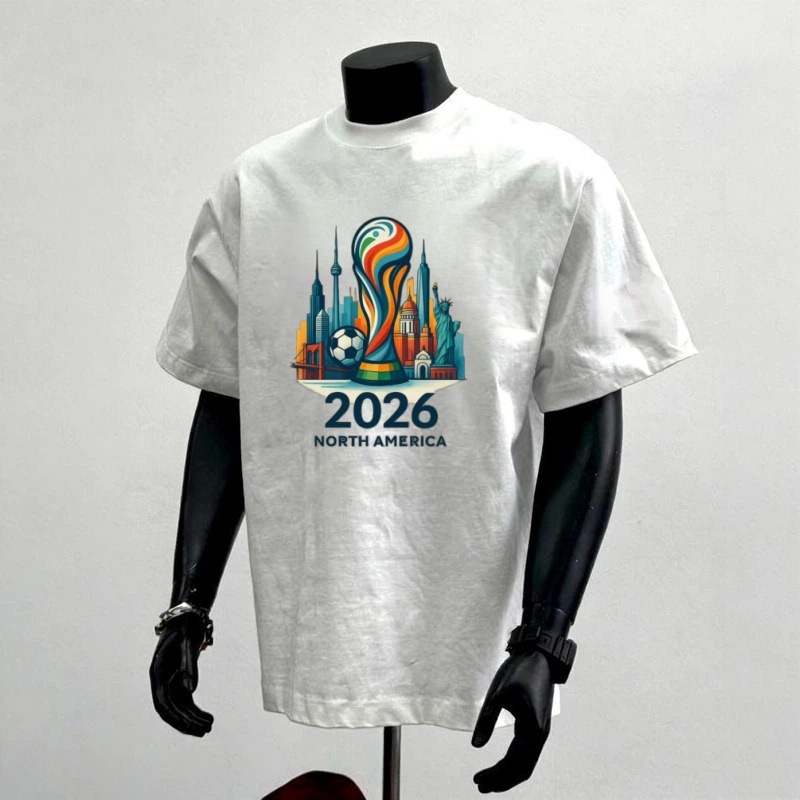 Maglia a cinque punte in cotone bianco della Coppa del Mondo