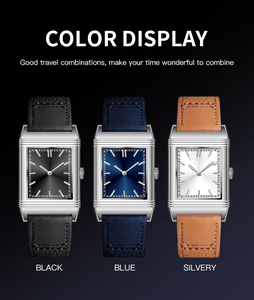 2025 vuông đảo ngược trường hợp phụ nữ xem unisex Nâu Dây đeo bằng da chính hãng Sapphire pha lê 50M chống nước thời trang timepiece - Product Image 3