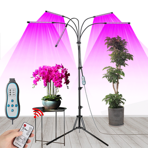 ขาตั้งกล้อง 5 หลอดรีโมทคอนโทรลเต็มสเปกตรัมสีแดงสีฟ้าสีขาวจับเวลา 4/8/12 ชั่วโมงหรี่แสงได้ 80W Led เติบโตแสงสําหรับโรงงานขนาดใหญ่ - Product Image 1