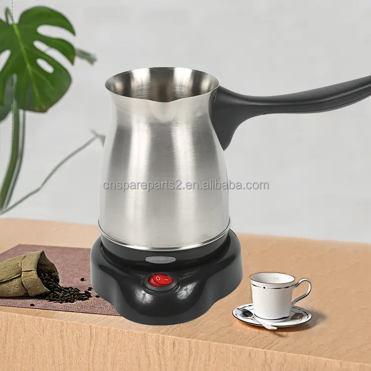 सिल्वर रंग की तुर्की अरबी कॉफी मेकर मशीन एस्प्रेसो मोचा 0.5 लीटर छोटी स्टेनलेस स्टील कॉफी केतली हैंडल के साथ