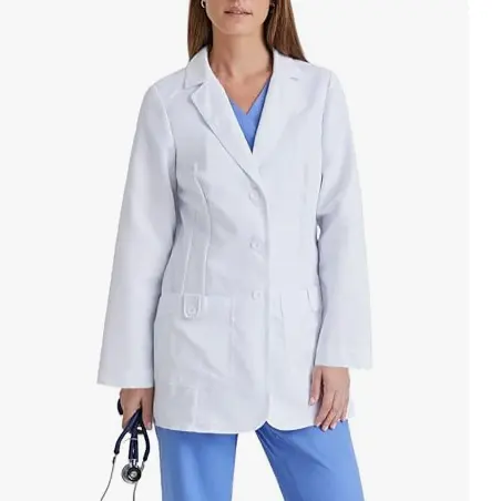 Blusa de manga longa para mulheres, casaco branco para médicos, ideal para laboratório feminino